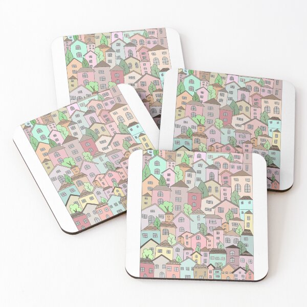 Item preview, Doodle houses seamless pattern (colour palette, color palete) designed and sold by Sanaura.