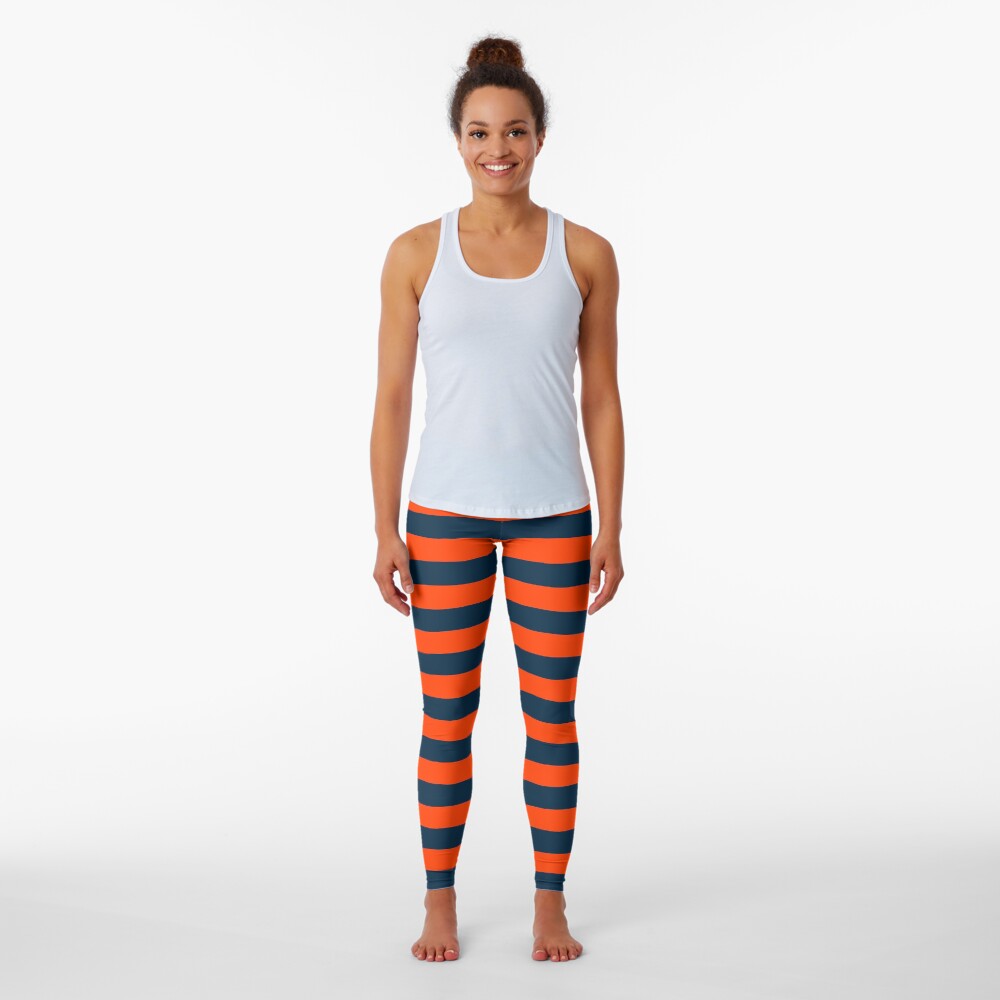 Orange Pop and Navy Blue Tent Stripe Leggings
