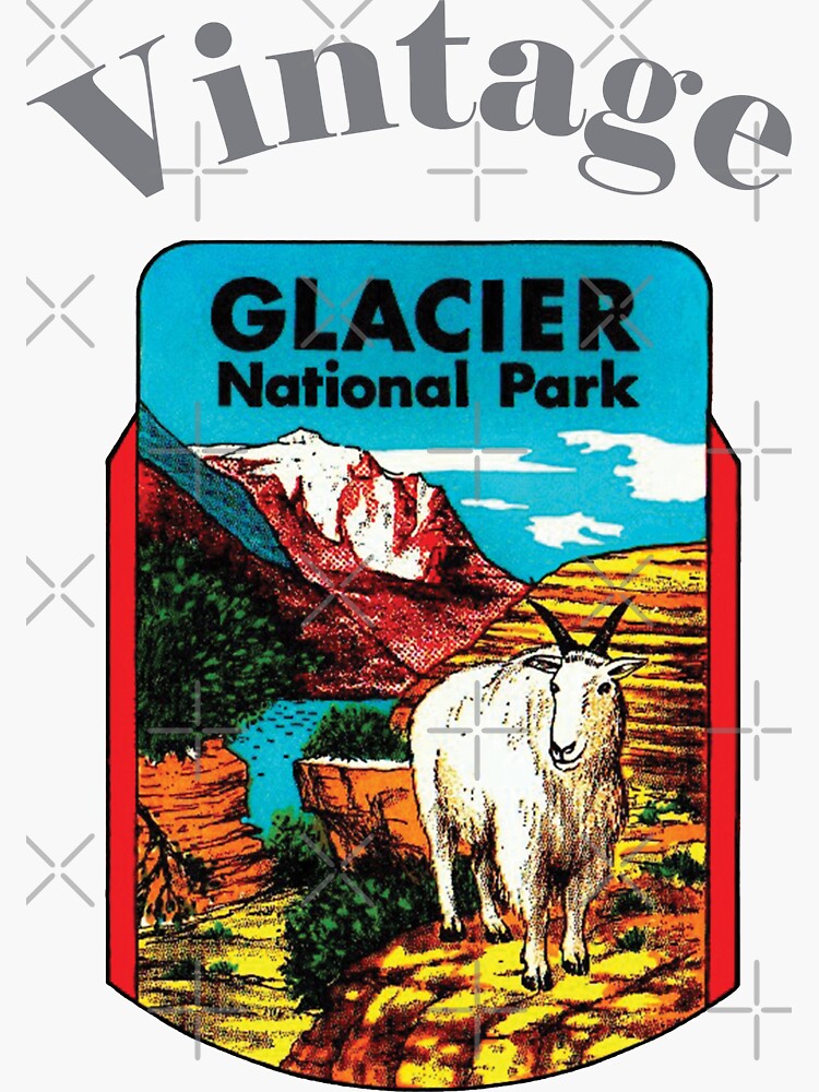 “Vintage Glacier National Park” Sticker by Drewaw | Redbubble