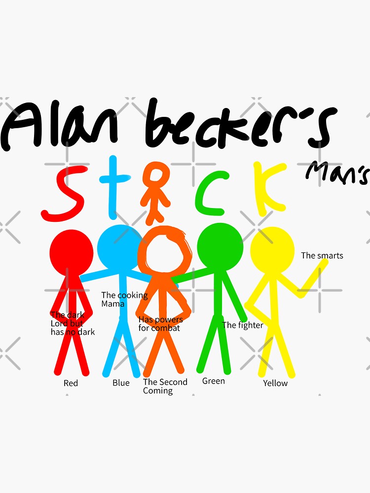 Alan Becker five stick figures animation characters sticker set Sticker  for Sale by BoldPencil