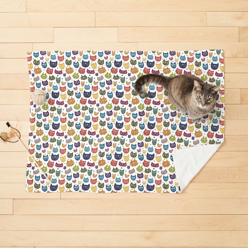Colorful Cat Heads Pet Blanket