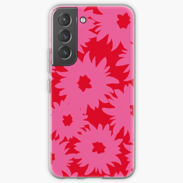 Hot Pink and Red Hand Painted Flower Pattern / Large Print Floral Motif Samsung Galaxy Soft Case