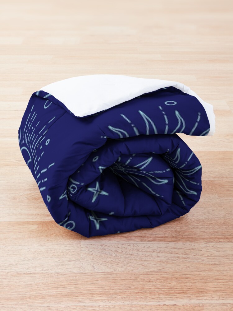 Alternate view of Celestial Magic Sun Moon Stars Pattern on Navy Blue Comforter