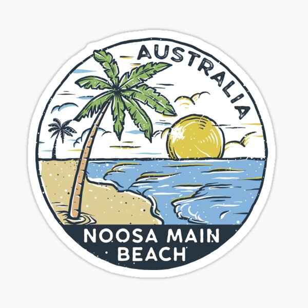 "Noosa Main Beach Queensland Australia Vintage" Sticker for Sale by