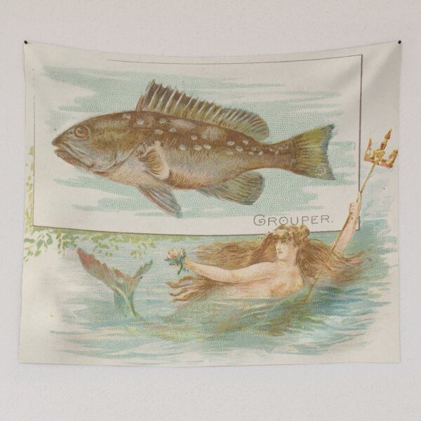 Item preview, Mermaid and Grouper, from Fish from American Waters series (N39) for Allen and Ginter Cigarettes 1889 designed and sold by bayberrygal.