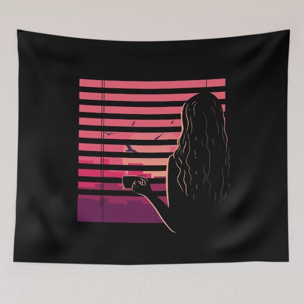 Item preview, Coffee Lover gazing at the City Sunset through a Window designed and sold by BakaOutfit.