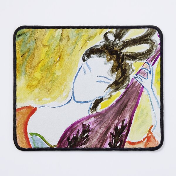 Item preview, hand painted watercolor beauty playing lute designed and sold by quinnstyle.