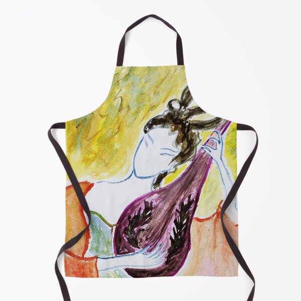 Item preview, hand painted watercolor beauty playing lute designed and sold by quinnstyle.