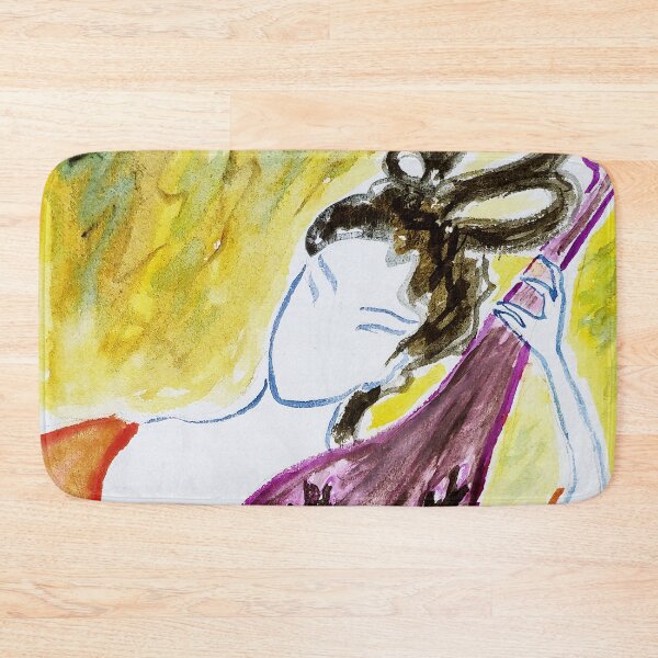 Item preview, hand painted watercolor beauty playing lute designed and sold by quinnstyle.