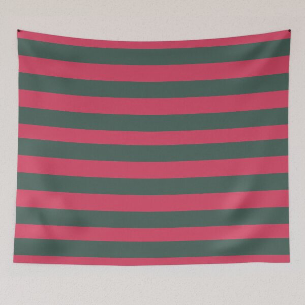 Item preview, Hunter Green and Raspberry Red Colors in Horizontal Stripes designed and sold by NECHSTORE.