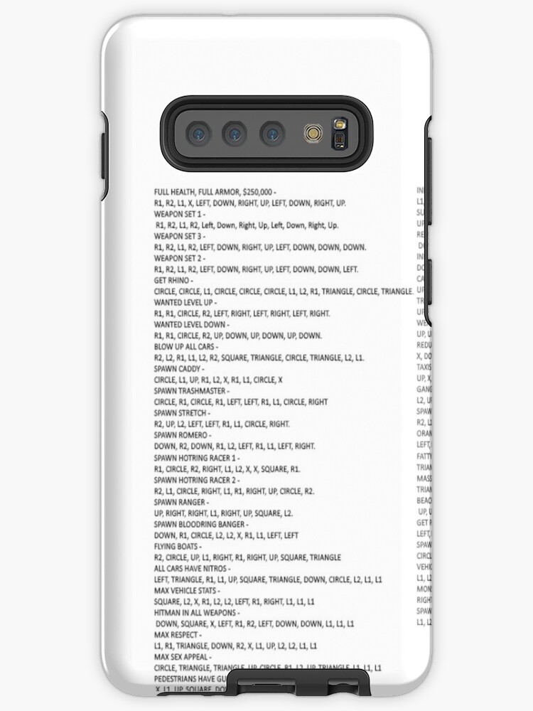 GTA SAN ANDREAS PS2 cheat list iPhone Case for Sale by