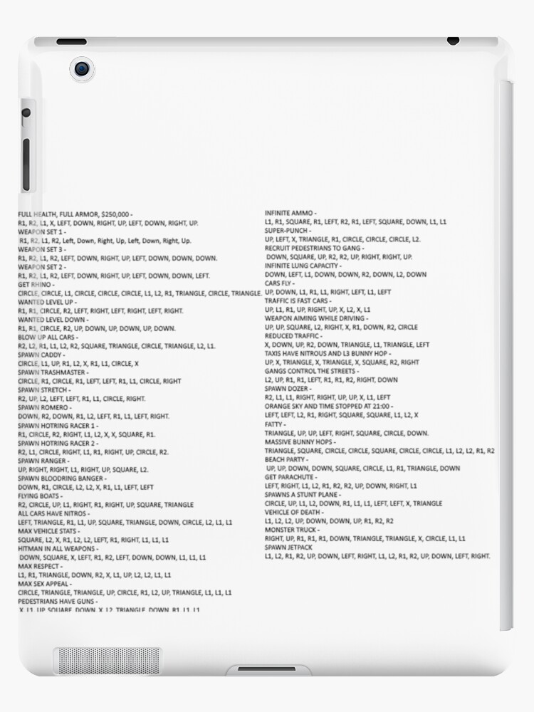 GTA San Andreas Cheat Codes for PS2