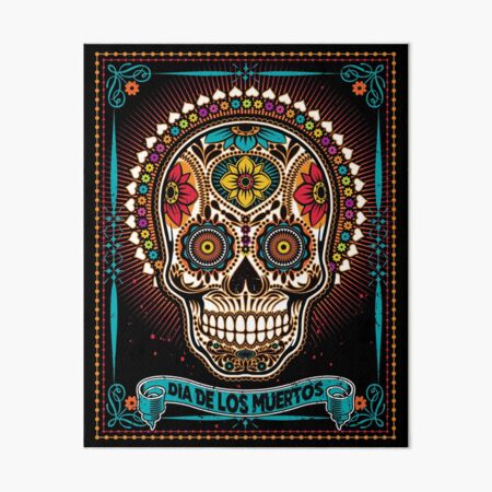 Sugar Skull, Dia De Los Muertos / Day of the Dead Art Board Print