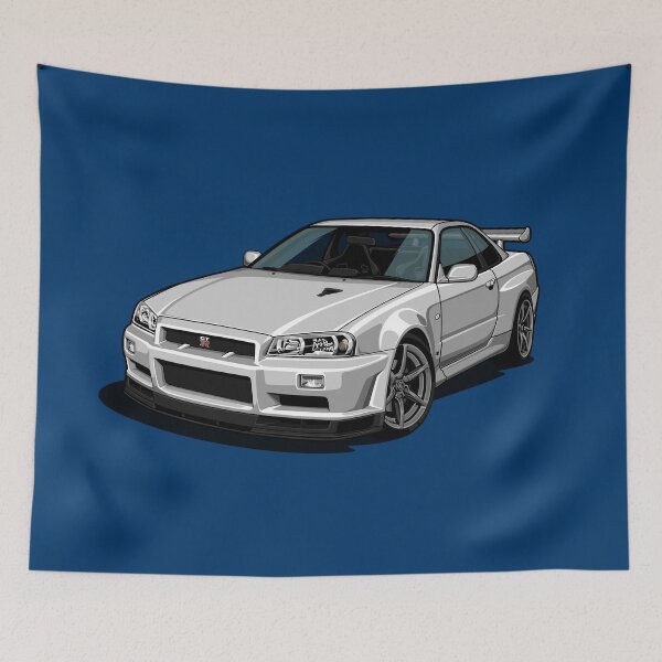 Item preview, Artwork Nissan Skyline GT-R V-spec II (R34)- youngtimer - crystal silver grey designed and sold by SketchNinja.