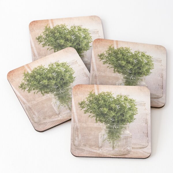 Item preview, Still life with basil and mason jars designed and sold by Art in Nature.