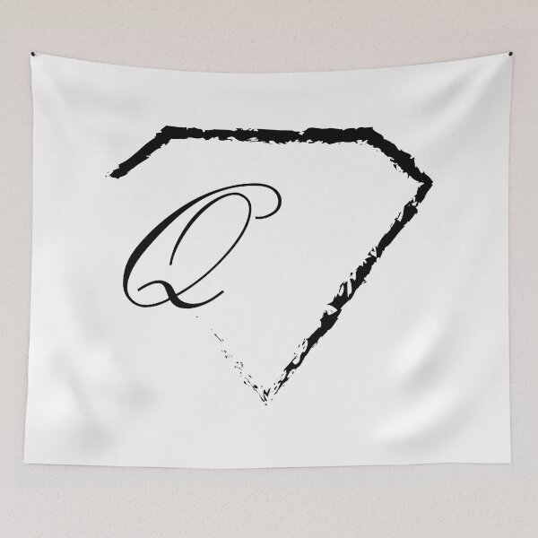 Item preview, Q letter monogram initial diamond black designed and sold by mixtape80.