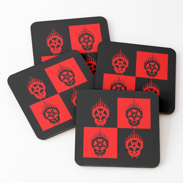 Item preview, Flaming Skull Pentagrams--Black _amp_ Red   designed and sold by BloodOperaInc.