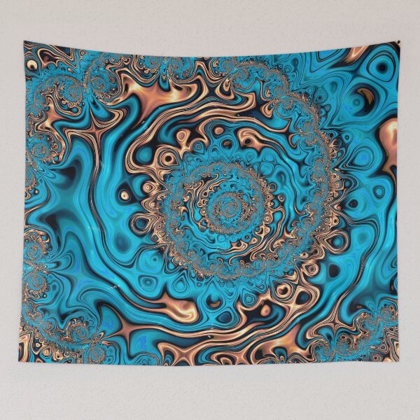 Item preview, Teal and Copper Swirly Spiral designed and sold by Elisabeth Lucas.
