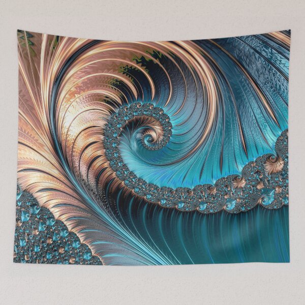 Item preview, Pretty Teal and Copper Fractal One designed and sold by Elisabeth Lucas.