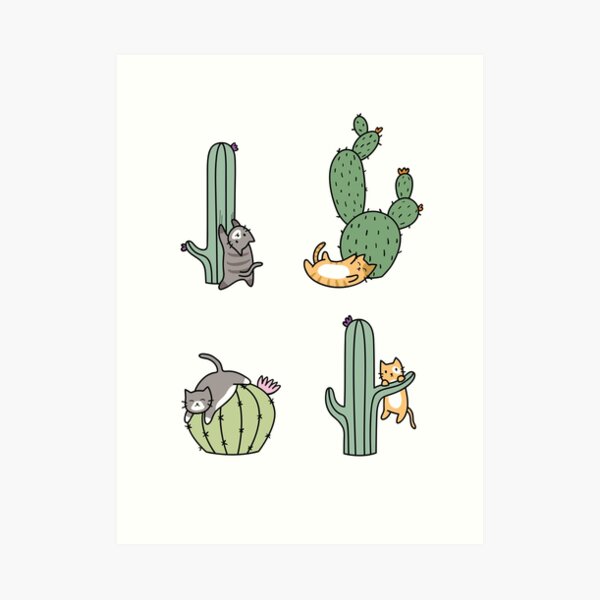 Chats Cactus Impression artistique