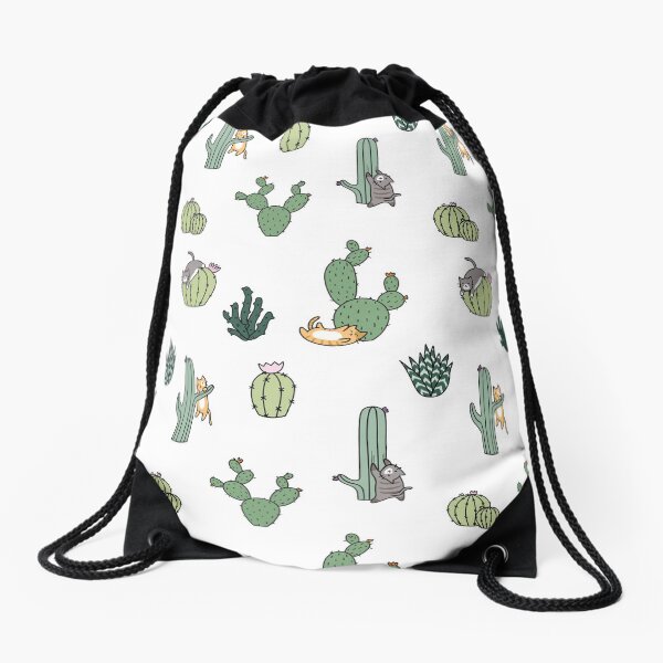 Cacti Cats Drawstring Bag