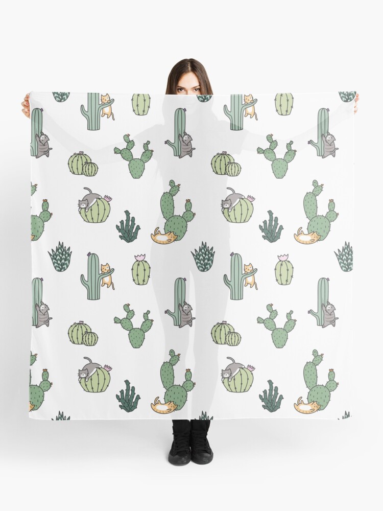 Thumbnail 1 of 3, Scarf, Cacti Cats designed and sold by Shopzoki.