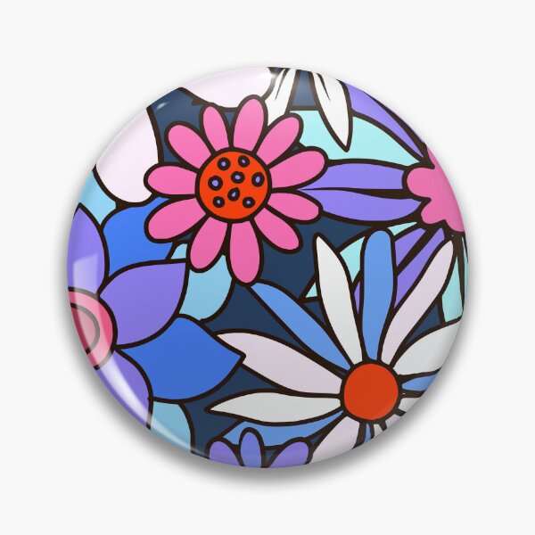 Item preview, Retro 1960's Hippie Blue, Lilac, Pink Flower Pattern designed and sold by DEC02.