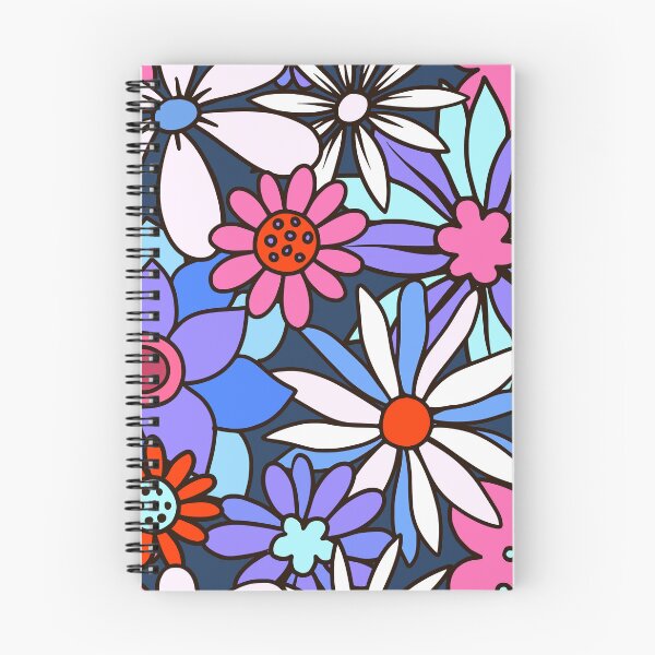 Item preview, Retro 1960's Hippie Blue, Lilac, Pink Flower Pattern designed and sold by DEC02.