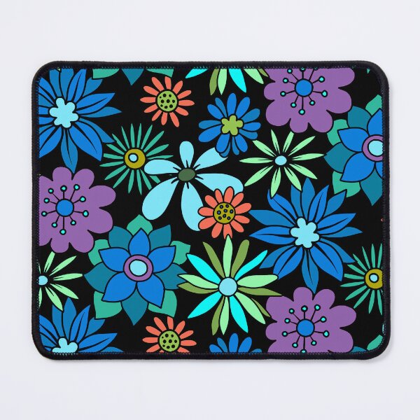 Item preview, Retro 1960's Blue, Aqua And Purple Floral Pattern designed and sold by DEC02.