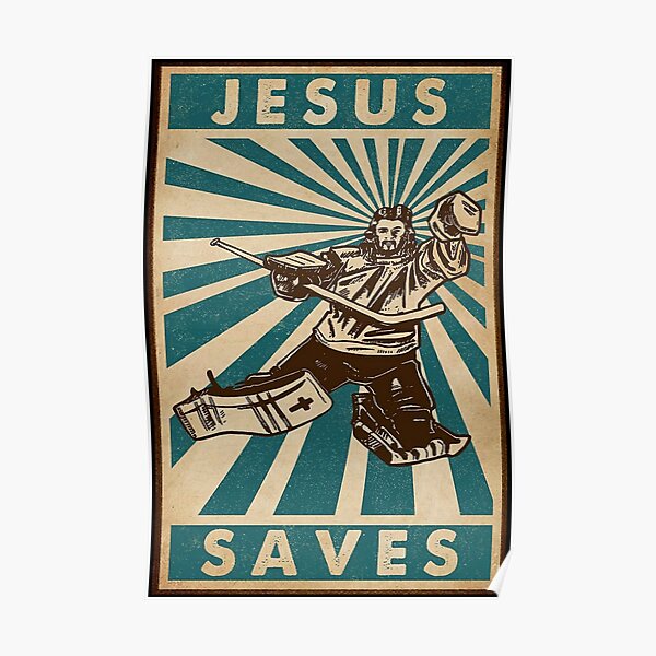 Junior New Jesus Saves Hockey Jersey Puck Sports Funny DT T-Shirt Tee 
