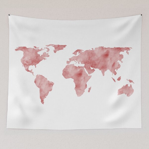 Item preview, World Map Light Red Watercolor designed and sold by naturemagick.