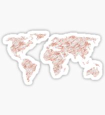 World Map Rose Gold Marble Sticker