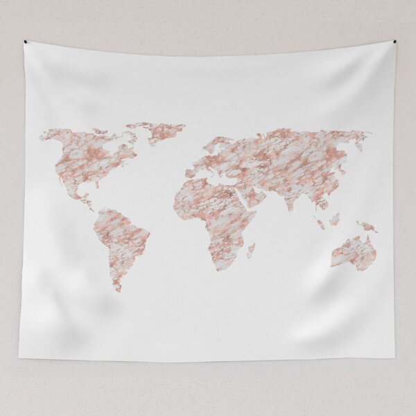 Item preview, World Map Rose Gold Marble designed and sold by naturemagick.