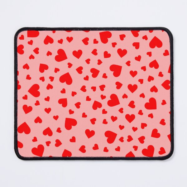 Item preview, Scattered Red Polka Dot Heart Pattern on a Pink Background Large Sized Repeating Pattern designed and sold by Nicolette Olivier.