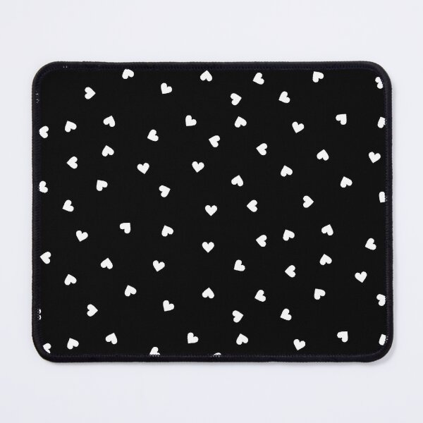 Item preview, White Polka Dot Heart Pattern on a Black Background Small Sized Repeating Pattern designed and sold by Nicolette Olivier.