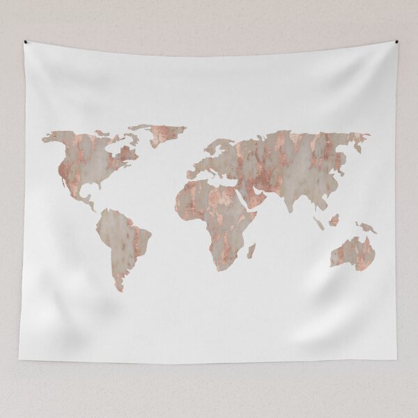 Item preview, World Map Marble Rose Gold Shimmer designed and sold by naturemagick.