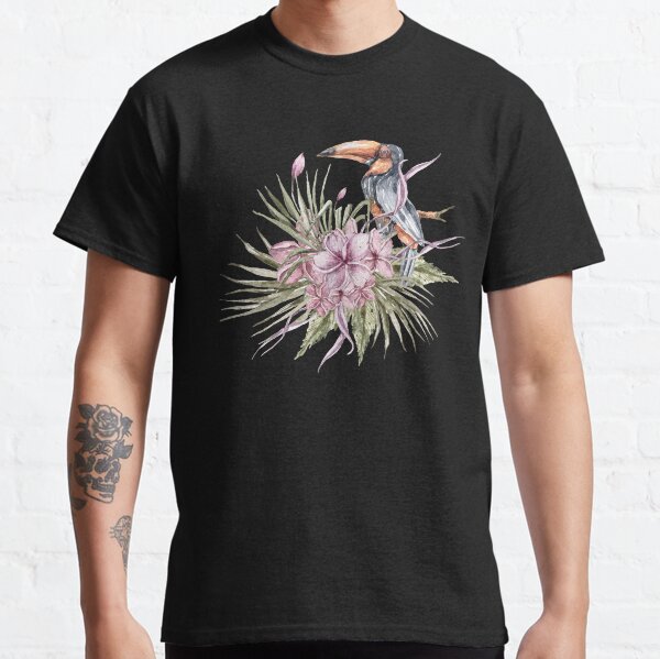 Tropical Green Leaves Macaw Classic T-Shirt