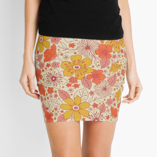 Floral mini cheap skirt 1960s