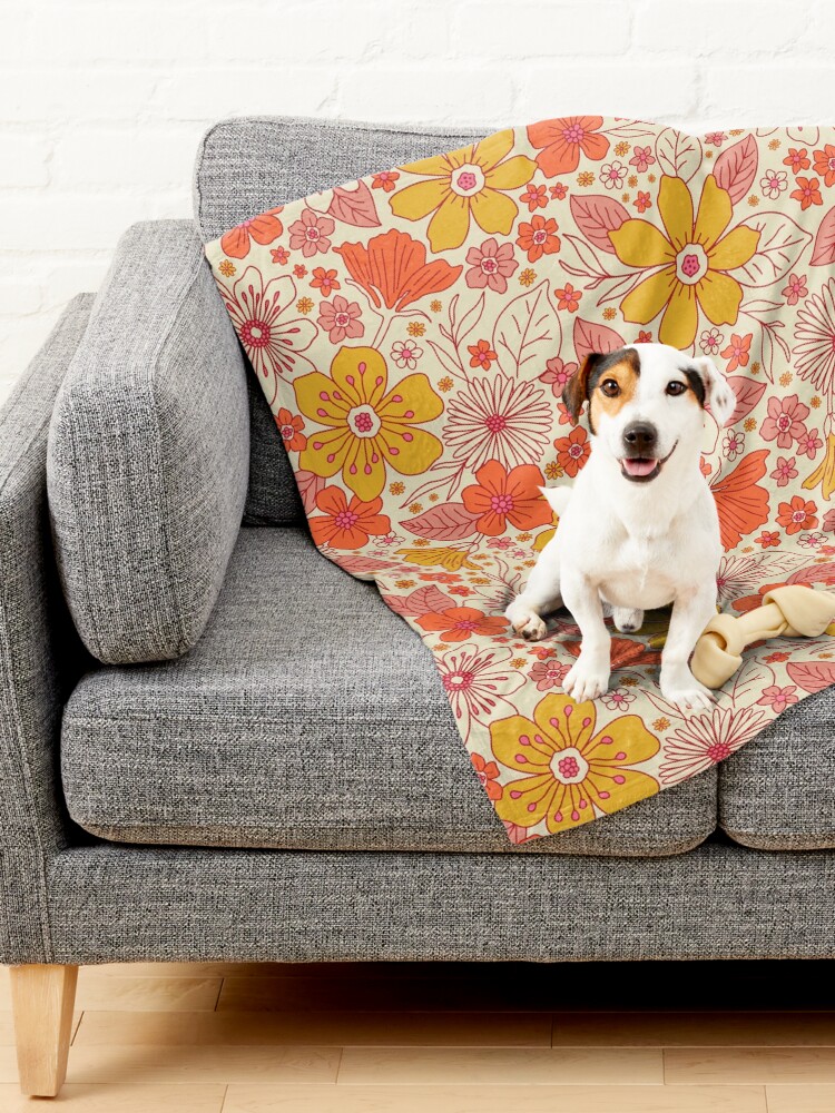 Alternate view of Retro 1960s Mod Floral Pet Blanket
