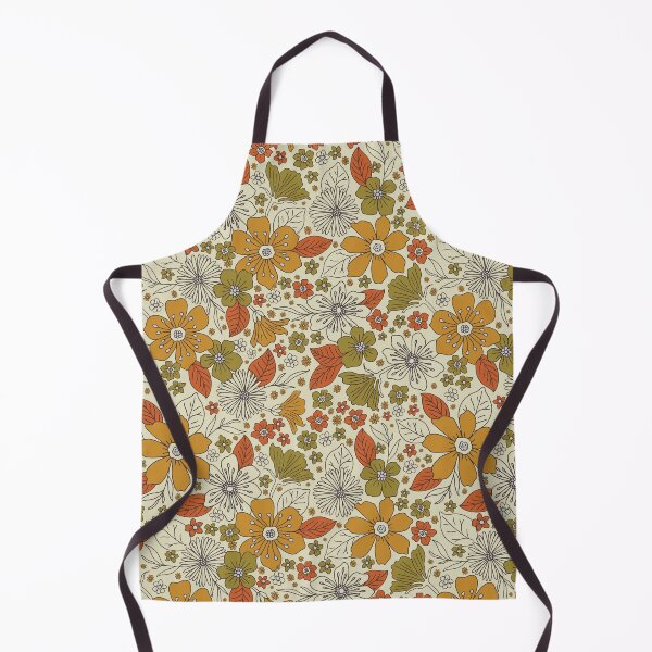 Item preview, 1970s Retro Floral in Olive, Gold & Orange designed and sold by somecallmebeth.