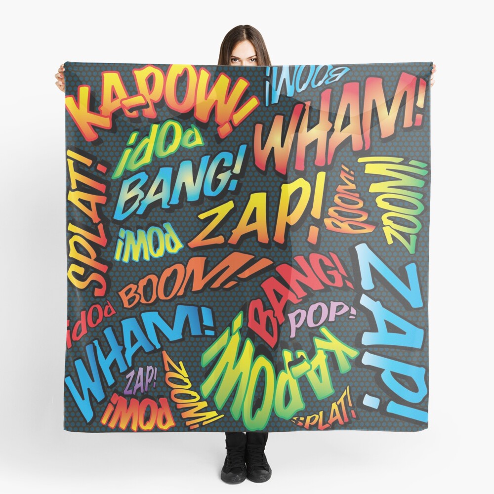 Pop Art Comic Book Sounds Superhero Scarf