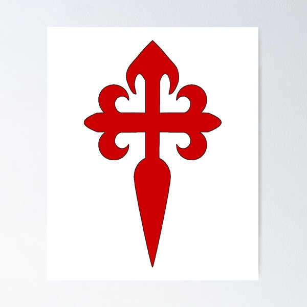 Camino de Santiago Cross (Red Sword Cross on White Background