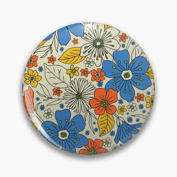 Item preview, Retro Blue, Yellow & Orange Floral designed and sold by somecallmebeth.