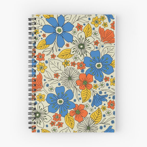 Artikelvorschau, Retro Blau, Gelb & Orange mit Blumen entworfen und verkauft von somecallmebeth.
