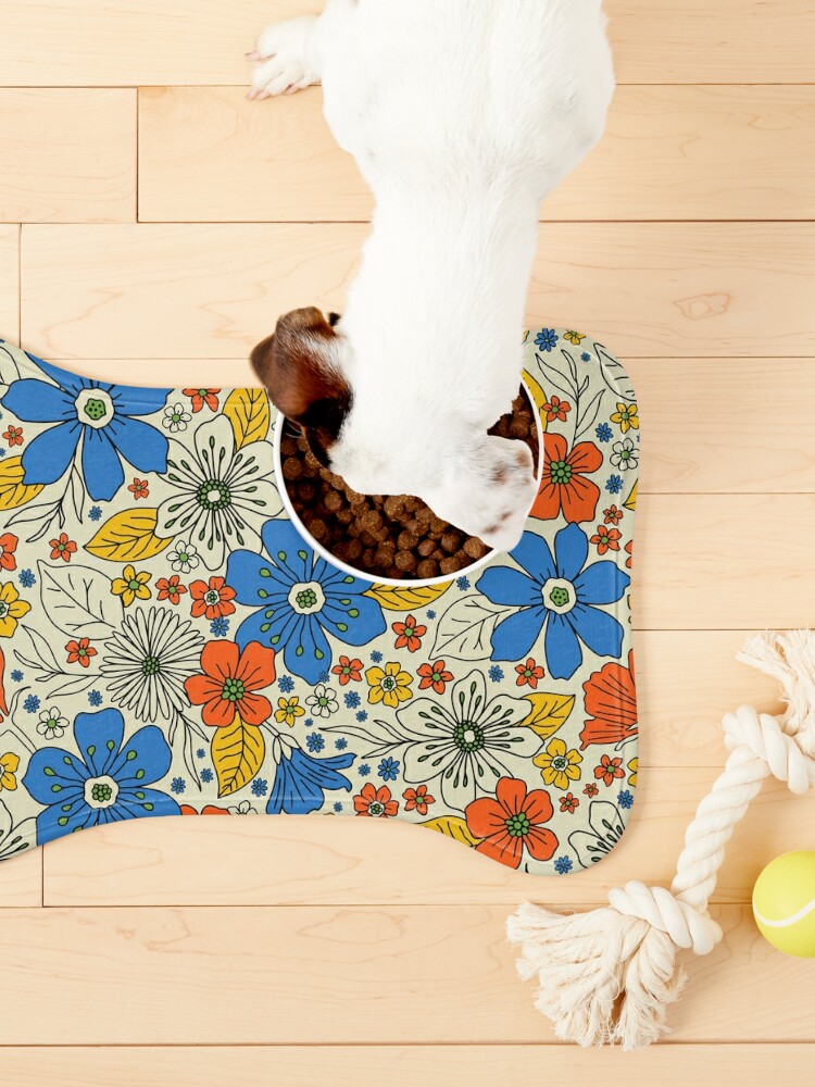 Disover Retro floral - Pet Bowls Mat