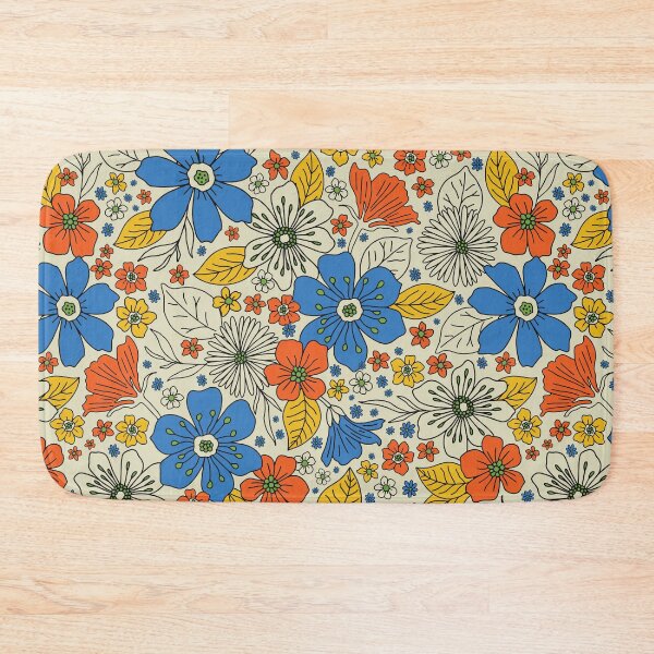 Item preview, Retro Blue, Yellow & Orange Floral designed and sold by somecallmebeth.