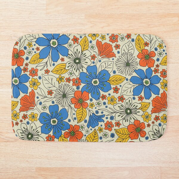 Item preview, Retro Blue, Yellow & Orange Floral designed and sold by somecallmebeth.