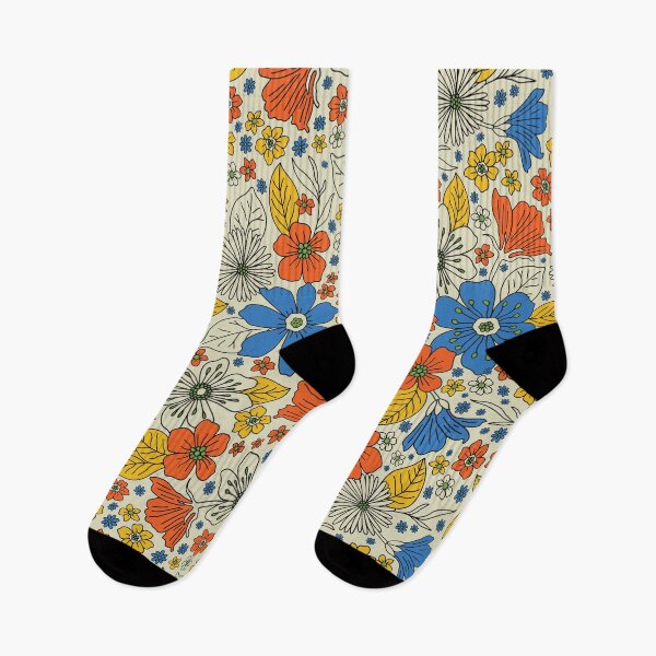 Item preview, Retro Blue, Yellow & Orange Floral designed and sold by somecallmebeth.
