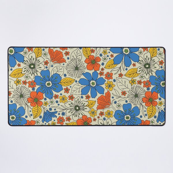 Item preview, Retro Blue, Yellow & Orange Floral designed and sold by somecallmebeth.