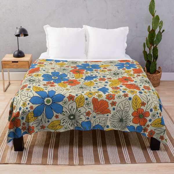 Item preview, Retro Blue, Yellow & Orange Floral designed and sold by somecallmebeth.